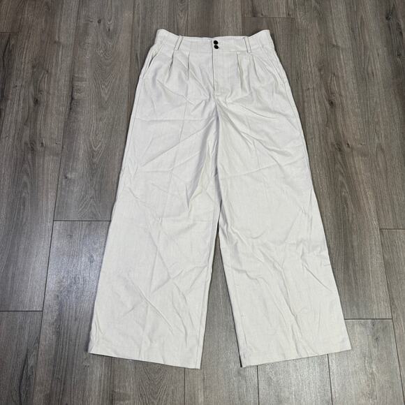 Madewell Harlow Wide-Leg Trouser 8 Pebble Stone Brushed Twill Pleated Slider Tab - Picture 4 of 10